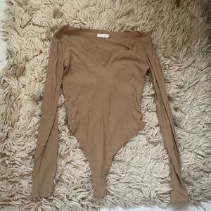 Long sleeve V cut bodysuit